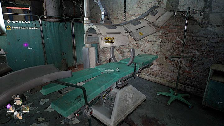 The only obligatory object to be examined in Waltz's laboratory is the operating table - Dying Light 2: Now or Never - walkthrough - Story quest - Dying Light 2 Guide