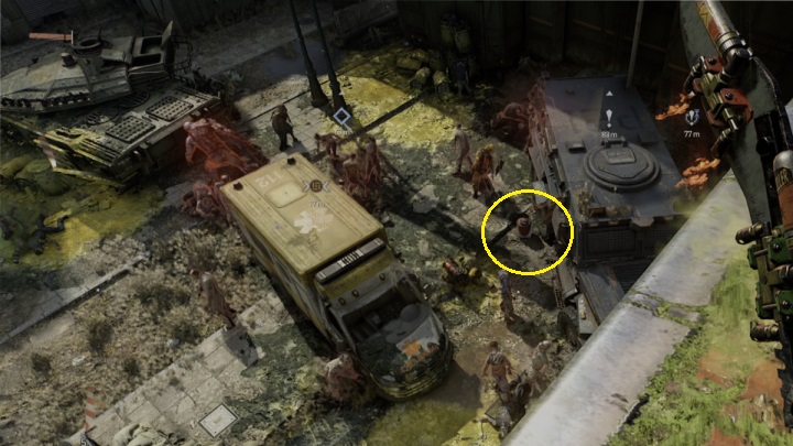 Once the enemies approach the gas tank, use a throwing knife or another ranged weapon to ignite it - Dying Light 2: Red gas tank - how to use? - Combat - Dying Light 2 Guide