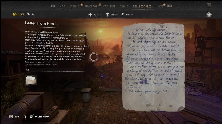 During the main quest called The Shoe, you will reach Lawan's apartment - Dying Light 2: Mementos (Garrison) - list of all - Garrison - Dying Light 2 Guide