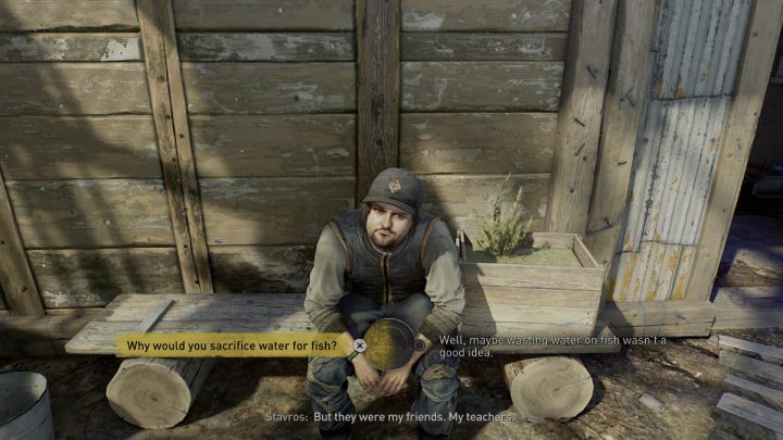 The task is to listen to the Stavros story - Dying Light 2: Fish Monk - walkthrough - Side quests - Dying Light 2 Guide