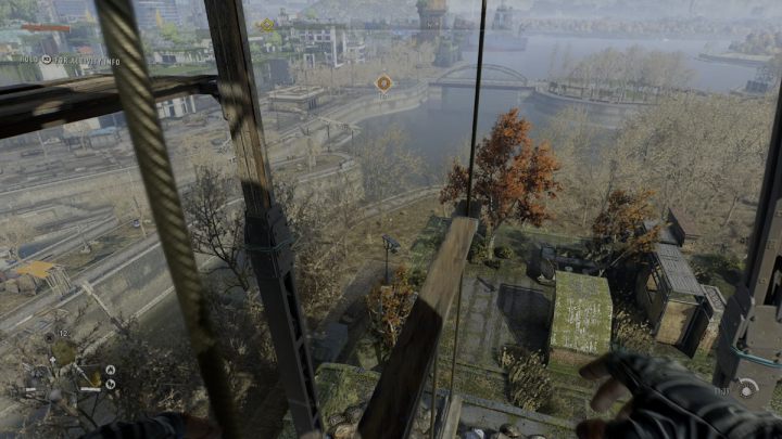 When you reach the upper level, turn around and wait for the wooden beam to go up and go onto it - Dying Light 2: Saint Paul Island - list of all - Windmills - Dying Light 2 Guide
