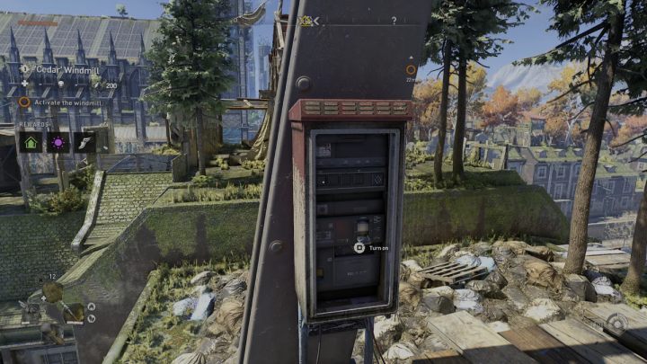 Get on the wooden boards and turn on the button - Dying Light 2: Saint Paul Island - list of all - Windmills - Dying Light 2 Guide