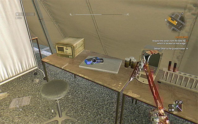 The location of the sonar. - 33: Hardware | Side quests - The Slums - Side quests - The Slums - Dying Light Game Guide