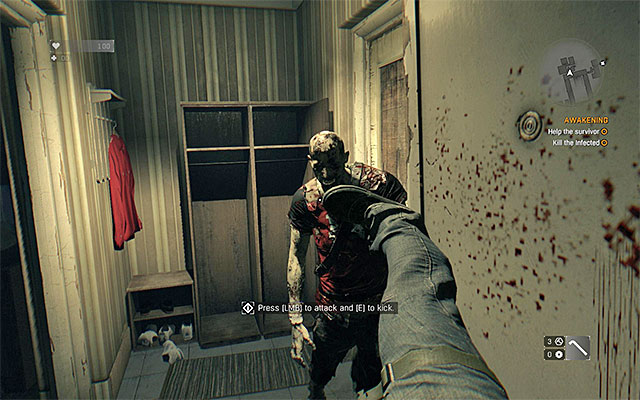 Kill the infected using kicks and melee weapon. - 1: Awakening | Main quests - The Slums - Main quests - The Slums - Dying Light Game Guide