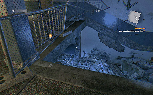 Jump into the hole in the lobby and exit the Tower. - 1: Awakening | Main quests - The Slums - Main quests - The Slums - Dying Light Game Guide