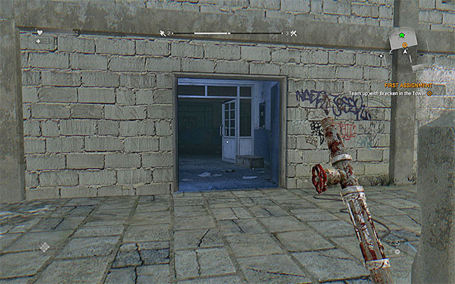 The entrance to the Tower. - 2: First Assignment | Main quests - The Slums - Main quests - The Slums - Dying Light Game Guide