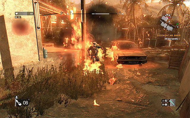 Get rid of all the bandits, for example using Molotov Cocktails and throwing weapons. - 2: Goodnight Mr. Bahir | Side quests - The Slums - Side quests - The Slums - Dying Light Game Guide