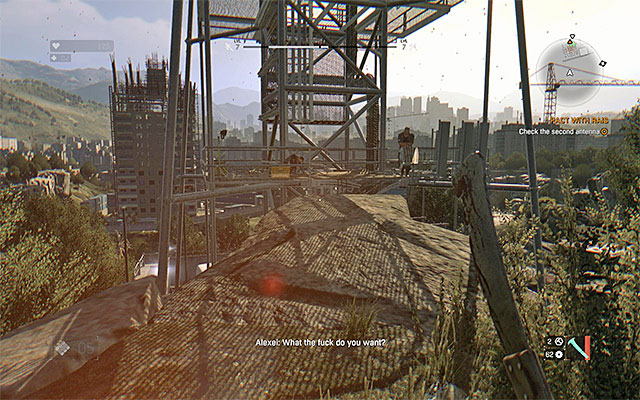 The second radio tower is located east from here (number 4c on the map) - 4: Pact with Rais | Main quests - The Slums - Main quests - The Slums - Dying Light Game Guide