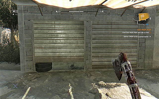 Open the gate and talk to the man in the gas mask. - 5: Gas Mask Man | Side quests - The Slums - Side quests - The Slums - Dying Light Game Guide