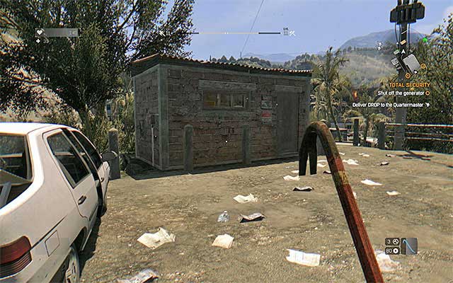 One of the cabins with the power switch. - 23: Total Security | Side quests - The Slums - Side quests - The Slums - Dying Light Game Guide
