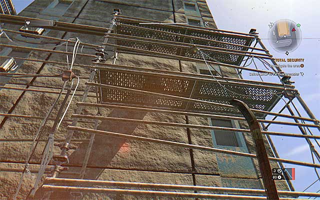 After switching off the power (you will find Hansons body near one of the generators), you can start climbing the building marked on the map - 23: Total Security | Side quests - The Slums - Side quests - The Slums - Dying Light Game Guide