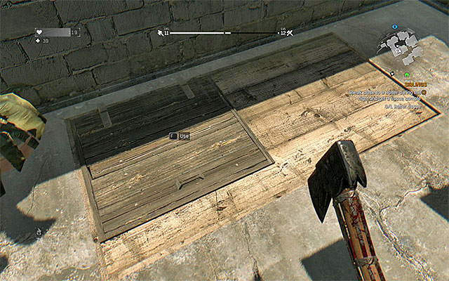 Enter the building through the hatch. - 26: A Baby is Born | Side quests - The Slums - Side quests - The Slums - Dying Light Game Guide