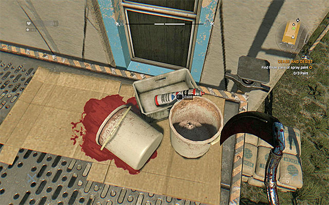 Some paint found on the scaffolding. - 32: Cease and Desist | Side quests - The Slums - Side quests - The Slums - Dying Light Game Guide