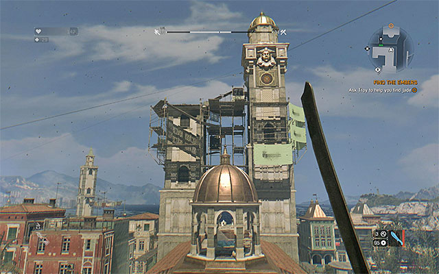 Head towards the two towers - the Embers HQ is in the loft of the taller one - 8: Find the Embers | Main quests - Old Town - Main quests - Old Town - Dying Light Game Guide