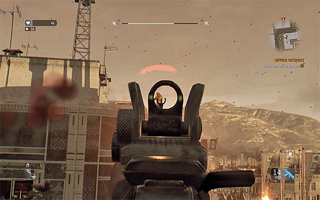 Rake from afar the enemies on the rooftop of the office building. - 2: Office Outpost | Side quests - Old Town - Side quests - Old Town - Dying Light Game Guide