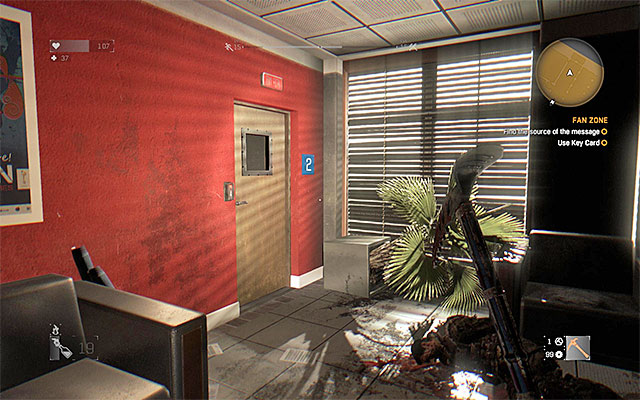 The door that you need to open with the key card - 7: Fan Zone | Side quests - Old Town - Side quests - Old Town - Dying Light Game Guide