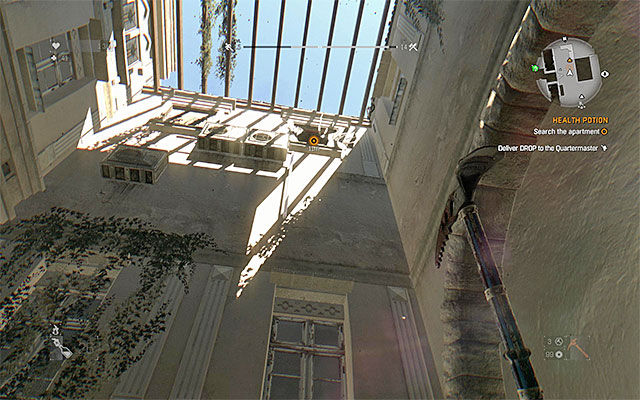 Over the wall, climb to the window - 9: Health Potion | Side quests - Old Town - Side quests - Old Town - Dying Light Game Guide