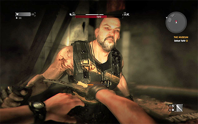 Attack with the machete quickly and often dodge to the sides and hop back - 12: The Museum | Main quests - Old Town - Main quests - Old Town - Dying Light Game Guide