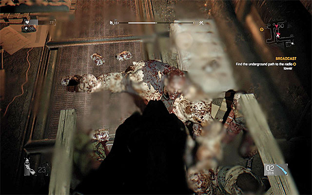 Retreat into the area, where you have obtained the shotgun and eliminate the threat - 13: Broadcast - part 2 | Main quests - Antenna - Main quests - Antenna - Dying Light Game Guide