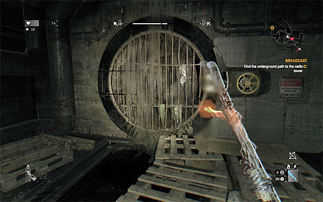 One of the two possible ways into the next part of the sewers - 13: Broadcast - part 2 | Main quests - Antenna - Main quests - Antenna - Dying Light Game Guide