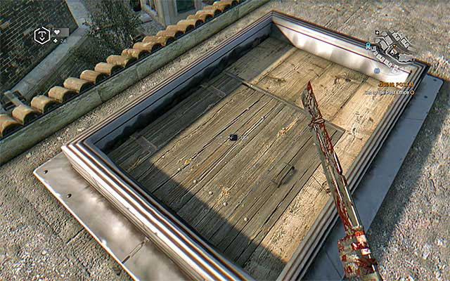 You can enter the post office via the roof or by opening the door - Going Postal | Side quests - Jasirs Farm - Jasirs Farm | Side Quests - Dying Light: The Following Game Guide