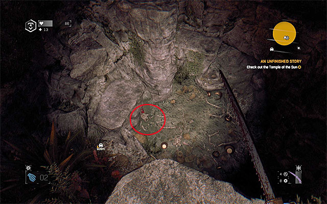 After you reach the Temple of the Sun, listen to a conversation with Atilla and start searching the area marked yellow - An Unfinished Story | Main story - Main story - Dying Light: The Following Game Guide