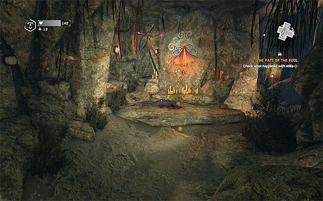 You will find Atillas body near the altar in the cave. - The Fate of the Fool | Main story - Main story - Dying Light: The Following Game Guide