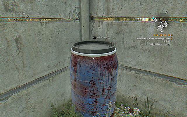 Place Bolter Liver in the barrel - Run, Bolter, Run | Side quests - Jasirs Farm - Jasirs Farm | Side Quests - Dying Light: The Following Game Guide