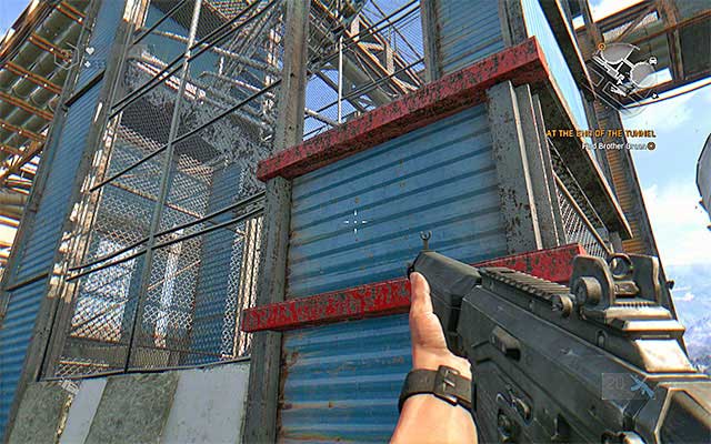 Use the interactive ledges to get to the second stairway. - At the End of the Tunnel | Main story - Main story - Dying Light: The Following Game Guide