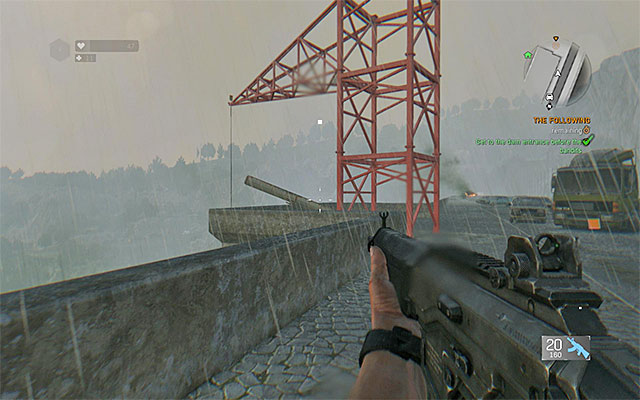 If youve chosen the recommended path, you should reach soon reach the upper parts of the dam - The Following | Main story - Main story - Dying Light: The Following Game Guide