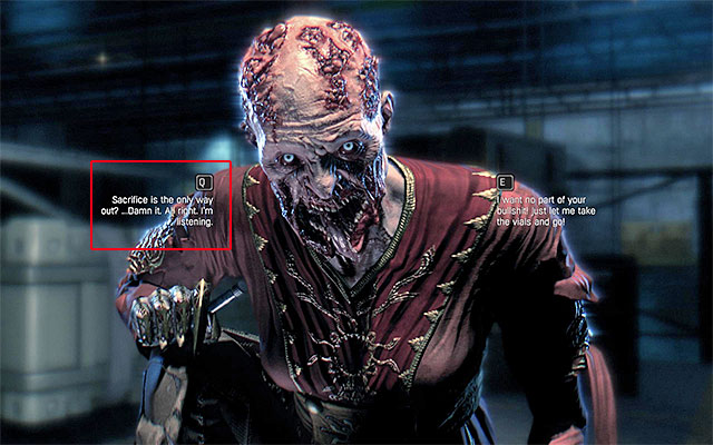 If you decided to choose this ending, you must select the left option (Q button for PC - the above screenshot) during the conversation with the Mother, during The Following story-related quest - Ending 1 - Sacrifice | Game endings - Game endings - Dying Light: The Following Game Guide