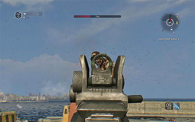 Try to aim at the head of the enemy. - How to defeat Thor? | Side quests - Other locations - Other locations | Side Quests - Dying Light: The Following Game Guide