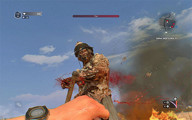 You can rely on (fast) melee attacks. - How to defeat Thor? | Side quests - Other locations - Other locations | Side Quests - Dying Light: The Following Game Guide