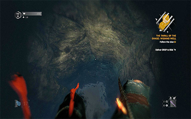 Jump off into the small lake in the cave - The Thrill of the Chase: Wishing Well | Side quests - Jasirs Farm - Jasirs Farm | Side Quests - Dying Light: The Following Game Guide