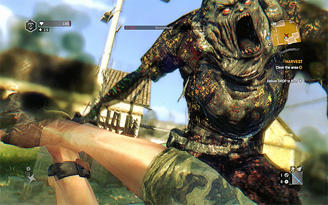 Land several blows, escape and use first-aid kits - Harvest (Beelzebufo boss) | Side quests - The Gas Station - The Gas Station | Side Quests - Dying Light: The Following Game Guide