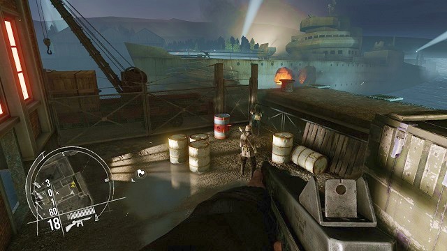 If I were you, I would get away from those barrels. - Additional Mission - Saint-Nazaire - Singleplayer campaign mode - Enemy Front - Game Guide and Walkthrough