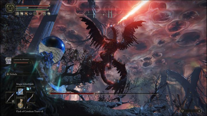 As the second phase starts, this move can even turn into a single spear attack - Elden Ring: How to beat Lichdragon Fortissax? - Elden Ring: All bosses in Deeproot Depths - Elden Ring Guide