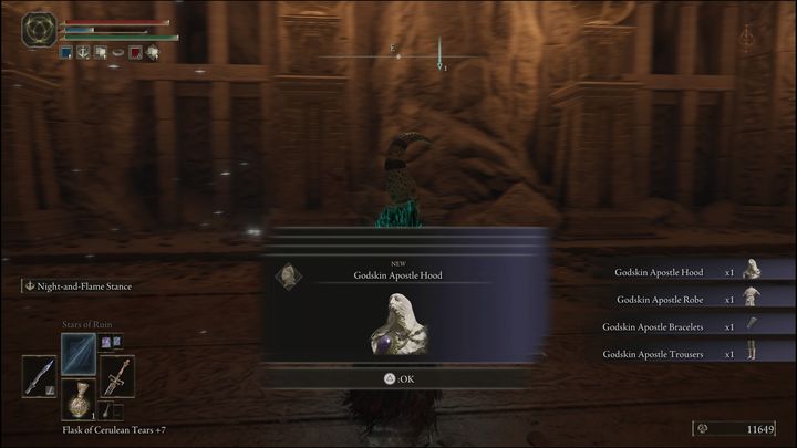 For defeating the Godskin Apostle in the Divine Tower of Caelid location, you will receive the Godskin Apostle's Set and 94,000 Runes - Elden Ring: How to beat Godskin Apostle? - Elden Ring: All bosses in Caelid - Elden Ring Guide