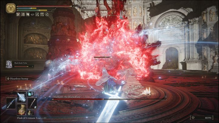 Very often, when Maliketh sticks his sword into the ground, he will create red and black flames - Elden Ring: How to beat Maliketh, the Black Blade? - Elden Ring: All bosses in Crumbling Farum Azula - Elden Ring Guide