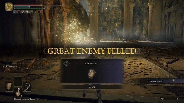 For defeating Godfrey, First Elden Lord, you will receive Runes (80,000) and a Talisman Pouch - Elden Ring: How to beat Godfrey, First Elden Lord? - Elden Ring: All bosses in Leyndell, the royal capital - Elden Ring Guide