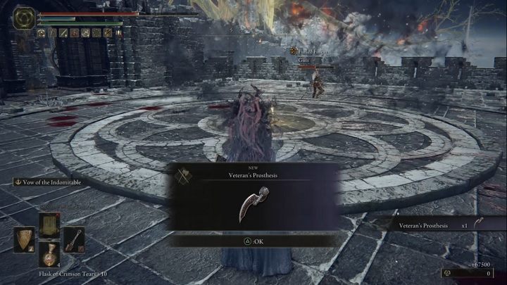 For defeating Commander Niall you will receive Runes ( 67,500 ) and Veteran's Prosthesis - a weapon from the Fist category - Elden Ring: How to beat Commander Niall? - Elden Ring: All bosses in Mountaintops of the Giants - Elden Ring Guide