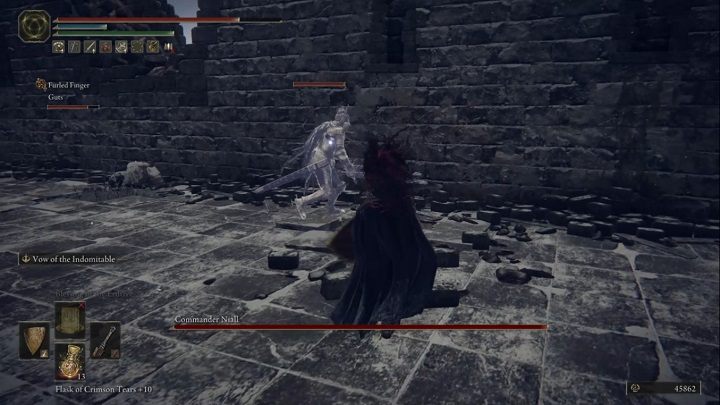 The knight with two swords poses a greater threat than the others Therefore, you have to deal with him as soon as possible - Elden Ring: How to beat Commander Niall? - Elden Ring: All bosses in Mountaintops of the Giants - Elden Ring Guide