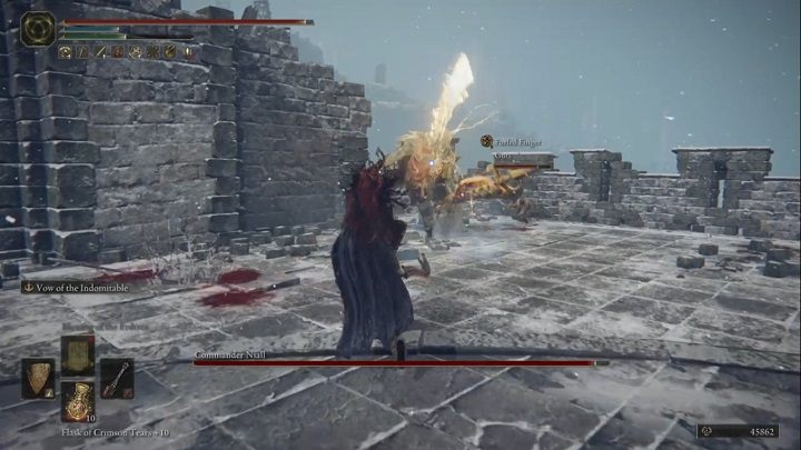 If you notice that your opponent is lifting his leg up, get ready to dodge - Elden Ring: How to beat Commander Niall? - Elden Ring: All bosses in Mountaintops of the Giants - Elden Ring Guide