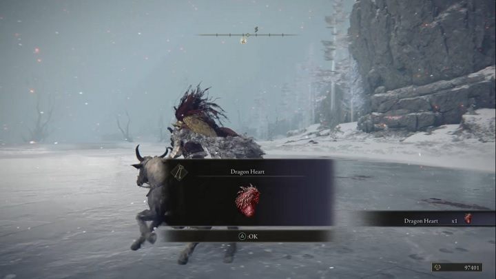 For defeating the boss named Borealis, the Frozen Fog you will receive Runes (100,000) and Dragon Heart - Elden Ring: How to beat Borealis, the Frozen Fog? - Elden Ring: All bosses in Mountaintops of the Giants - Elden Ring Guide