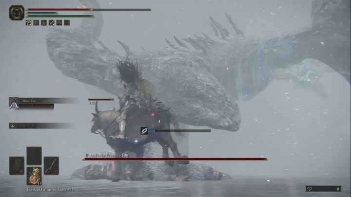 It's best to stay close to its hind legs, attack several times and run away - Elden Ring: How to beat Borealis, the Frozen Fog? - Elden Ring: All bosses in Mountaintops of the Giants - Elden Ring Guide