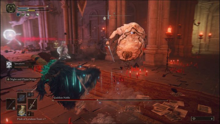 When the boss starts to approach you, try to run away from him, and hide behind the columns - Elden Ring: How to beat Godskin Noble? - Elden Ring: All bosses in Volcano Manor - Elden Ring Guide