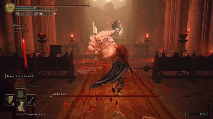 The first thing to do is prepare for an incoming fireball - Elden Ring: How to beat Godskin Noble? - Elden Ring: All bosses in Volcano Manor - Elden Ring Guide