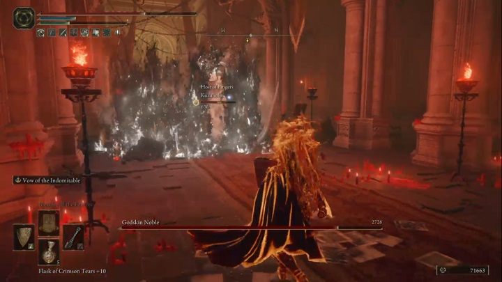 Sometimes the enemy will also build a wall of fire - Elden Ring: How to beat Godskin Noble? - Elden Ring: All bosses in Volcano Manor - Elden Ring Guide