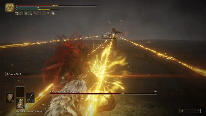 Dodging backwards is not a good idea for another reason - when you are away from the boss, he will catch you with a triple shot - Elden Ring: How to beat Radagon of the Golden Order, Elden Beast? - Elden Ring: All bosses in Leyndell, Ashen Capital - Elden Ring Guide