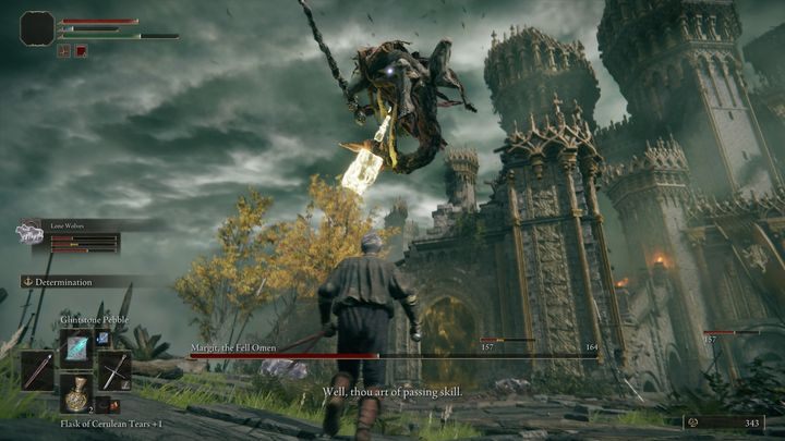 In general, you have to run far away from him, provoke him to use jumps, and after dodging them, retreat to a safe distance and counter with spells - Elden Ring: How to beat Margit The Fell Omen? - Elden Ring: All bosses in Stormhill - Elden Ring Guide